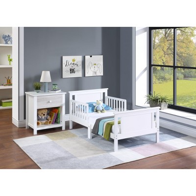 NicBex Modern Toddler Bed, Wooden Baby Bed Frame with 4 Side Guardrails and Low Rise Design for Boy and Girl
