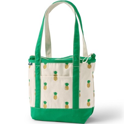 Lands' End Zip Top Long Handle Canvas Tote Bag