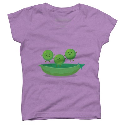 Girl's Design By Humans Cute jumping peas in pod cartoon illustration By thefrogfactory T-Shirt