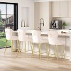 Black Bar Stools Set of 2 Velvet Counter Height Bar Stools with Metal Legs Button Tufted and Nailheads Trim Wing-Back Bar Chairs - 3 of 4