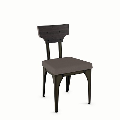 Rally Metal Dining Chair with Distressed Wood Backrest 2 in Set - Dark Gray - Amisco