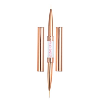 Unique Bargains Nail Art Liner Brushes Nails Gel Polish Painting Nail Art Design Brush Pen Set Nail Dotting Drawing Pen Rose Gold Tone