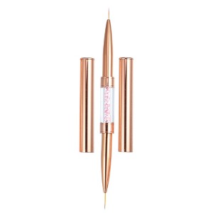Unique Bargains Nail Art Liner Brushes Nails Gel Polish Painting Nail Art Design Brush Pen Set Nail Dotting Drawing Pen Rose Gold Tone - 1 of 4