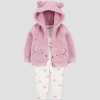 Carter's Just One You® Baby Girls' 3pc Bear Sweatshirt & Pants Set - Pink - 2 of 4