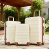 NAYSAYE Luggage Set 3 Piece with 20 Inch 24 Inch 28 Inch Spinner Suitcase for Travel Use, White, 19"*12.6"*28" - 2 of 4