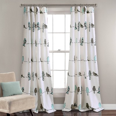 Blue and Gray Rowley Shower Curtain-Floral Animal Bird Print Design for Bathroom x 72 Lush Decor