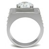 Slickblue Men's Stainless Steel Band Ring with Polished Finish and Clear CZ Center, Size 8-13 - 3 of 4