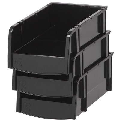 IRIS USA 12 Pack X-Small Plastic Open Front Stackable Storage Bin, Black
