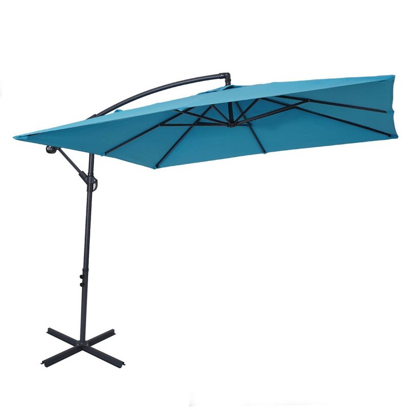 8.2' x 8.2' Square Patio Offset Deck Umbrellas with Cross Base - Wellfor, 1 of 15