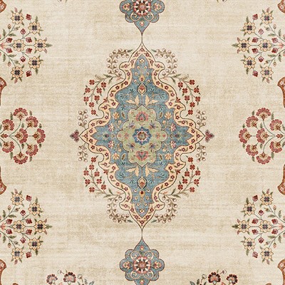 Ivory and Blue Traditional Medallion 3' x 5' Area Rug