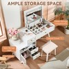 FONTOI 51"W 3-in-1 Vanity Desk with Lighted Flip-Top Mirror Adjustable Cabinet and Stool for Bedroom Dressing Room, White, 51"*19.8"*29.8" - 4 of 4