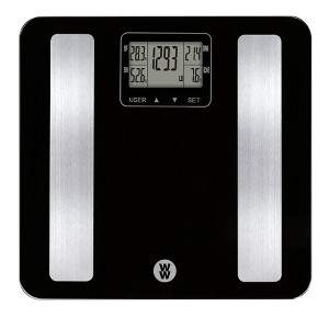 Tempered Glass Body Analysis Scale Black - Weight Watchers: Digital, BMI, Bone Mass & Hydration Monitor - 1 of 3