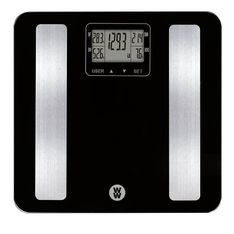 Tempered Glass Body Analysis Scale Black - Weight Watchers, 1 of 5