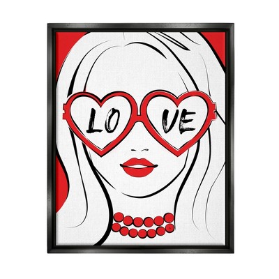 Stupell Industries Fashionable Heart Sunglasses Love Framed Floater Canvas Wall Art