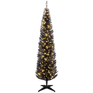 TopComfy Christmas Tree Stands 7ft Pencil Artificial Christmas Tree Holiday Tree Holiday Decor Slim Shape for Holiday, Black, 38.22"*7.88"*9.06" - 1 of 4