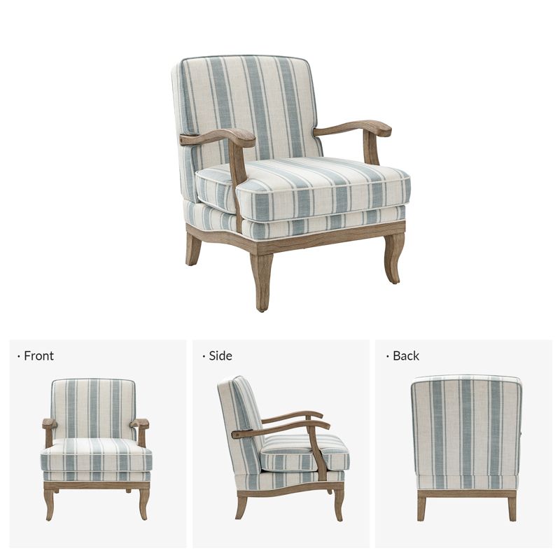 Rinaldo Farmhouse Style Armchair with Romantic Stripes Armchair for Living Room, Lounge, Bedroom Set of 2  | ARTFUL LIVING DESIGN, 3 of 11