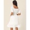 INSPIRE CHIC Women's Square Neck Puff Short Sleeve Smocked Back Ruffle Midi A-Line Casual Dress - 4 of 4