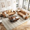 3-Seater Sofa Couch, 83" Wide Faux Leather Sofa Couch with Spring Cushion, Modern Sofa with Deep Seats Orange - 3 of 4