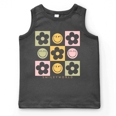 The Juniper Shop SmileyWorld Checkered Floral Smile Youth Tank Top
