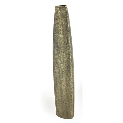 HomeRoots 40" Gold Tapered Ceramic Floor Vase