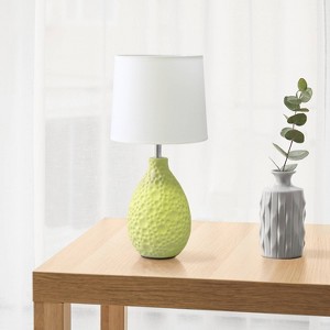 14.17" Traditional Ceramic Texture Thumbprint Tear Drop Table Desk Lamp with Tapered Shade - Creekwood Home - 1 of 4
