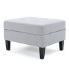 CAVINAS Linen Fabric Storage Ottoman Bench with Tufted Top and Pressure Hinges,Upholstered Storage Ottoman,Storage Bench for Living Room,Bedroom - 2 of 4