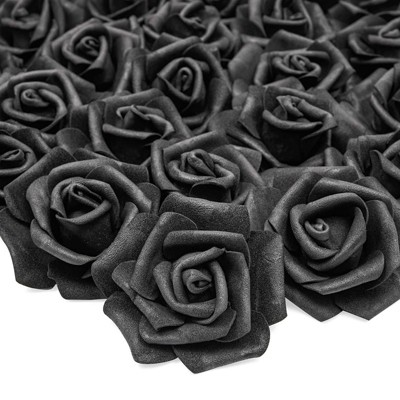 Bright Creations 100 Pack Black Roses Artificial Flowers Bulk for Decorations, Weddings, Halloween, Stemless, 3 In