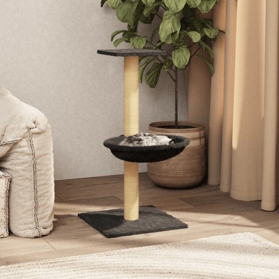 vidaXL Cat Tree Dark Grey Engineered wood, plush, sisal Medium Cat Tree