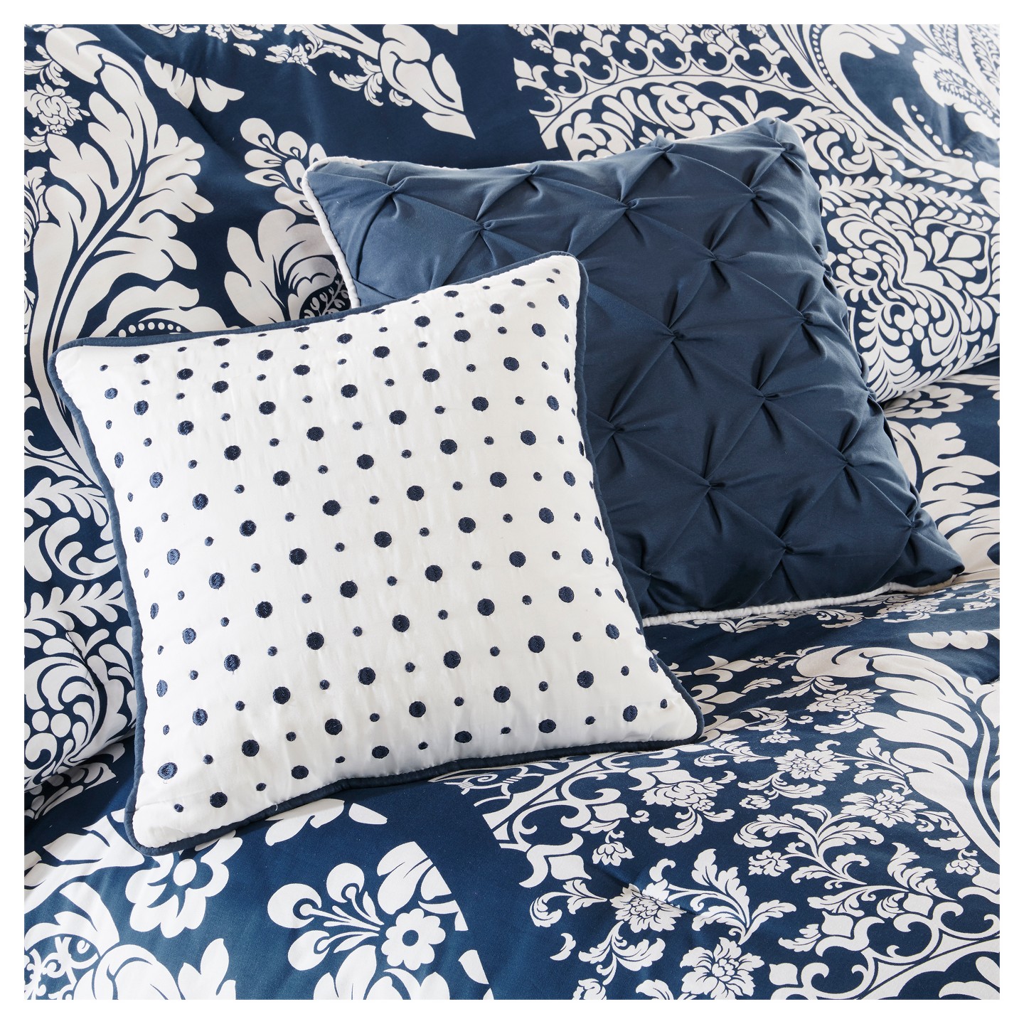 Комплект постельного белья Madison Park 7pc Queen Adela Printed Comforter Bedding Set Slate: Includes Bed Skirt & 3 Decorative Pillows — фото 4