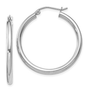 Black Bow Jewelry 2.5mm, Sterling Silver, Classic Round Hoop Earrings - 30mm (1 1/8 In.) - 1 of 4