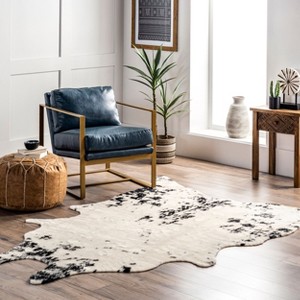 Nuloom Marcia Pet Friendly Premium Machine Washable Faux Cowhide Area Rug - 1 of 4