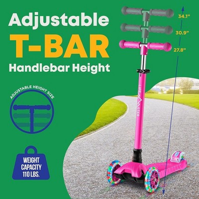Pink Adjustable 3-Wheel Kids Kick Scooter with LED Lights