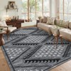9'x12' Modern Geometric Bedroom Rugs, Washable Non Slip Large Throw Carpet for Living Room, Low Pile Stain Resistant Dining Room Rugs, Gray - 2 of 4