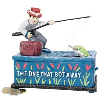 Design Toscano The Fisherman: The One that Got Away Collectors' Die-Cast Iron Mechanical Coin Bank