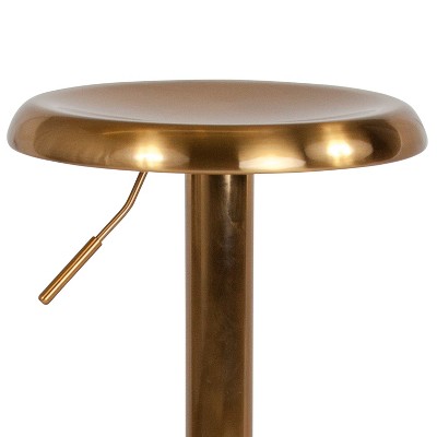 Gold Adjustable Swivel Backless Metal Barstool
