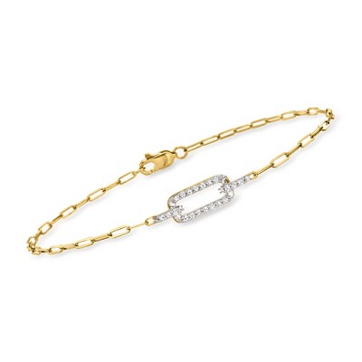 Pure Collection by Ross-Simons 0.20 ct. t.w. Diamond Paper Clip Link Bracelet in 14kt Yellow Gold