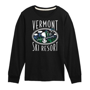 Boys' - Peanuts - Snoopy and Woodstock Vermont Ski Resort Long Sleeve Graphic T-Shirt - 1 of 4