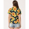 Allegra K Women's Hawaiian Floral Leaves Printed Short Sleeve Button Down Vintage Shirt - 4 of 4