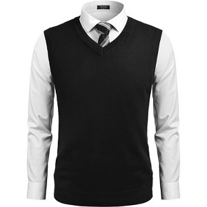COOFANDY Men's Sleeveless V Neck Pullover Sweater Slim Fit Casual Argyle Sweater Vest - 1 of 4