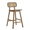 Indoor Wooden Barstool (Set of 2) with Rubberwood Frame, Curved Solid Wood Seat and Rattan Backrest for Home Bar, Dining Room - 4 of 4