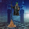 Tangkula Witch with Broomstick Halloween Animatronic Life Size Animated Halloween Prop with Laughing and Screaming Sound LED Lights - 2 of 4
