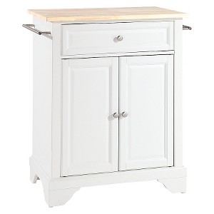 Crosley LaFayette Natural Wood Top Portable Kitchen Island White - 1 of 4
