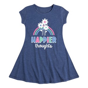 Girls' - Instant Message - Happier Thoughts Fit & Flair Cap Sleeve Graphic Dress - 1 of 4