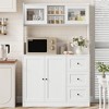 66" Kitchen Pantry Cabinet with Microwave Shelf, Freestanding Hutch Cabinet with 3 Drawers and LED Lights - 3 of 4