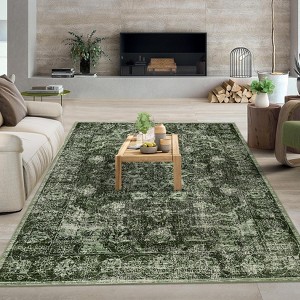 TROPOW Area Rugs for Living Room Boho Vintage Distressed Oriental Medallion Large Rug Stain-Resistant Carpet - 1 of 4