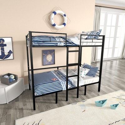 XIYUYEU Full Size Bunk Bed with Table Set and Ladder,Twin Loft Bed with Guardrails and Converts to Full Over Full Bunk for Bedroom