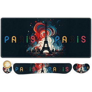 Large Mouse Pad Desk Pad Set, Wrist Rest Support Desk Mat for Keyboard and Mouse, 4PCS 35.4”x15.7 XXL Giant Mouse Pad - 1 of 4