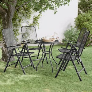 vidaXL Folding Patio Chairs 4 pcs Expanded Metal Mesh Anthracite - 1 of 4