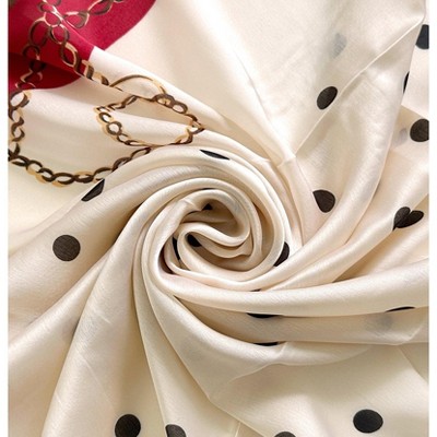Wrapables Silk Like Satin Polyester Large Scarf Wrap, Dots & Gold Chains - image 5