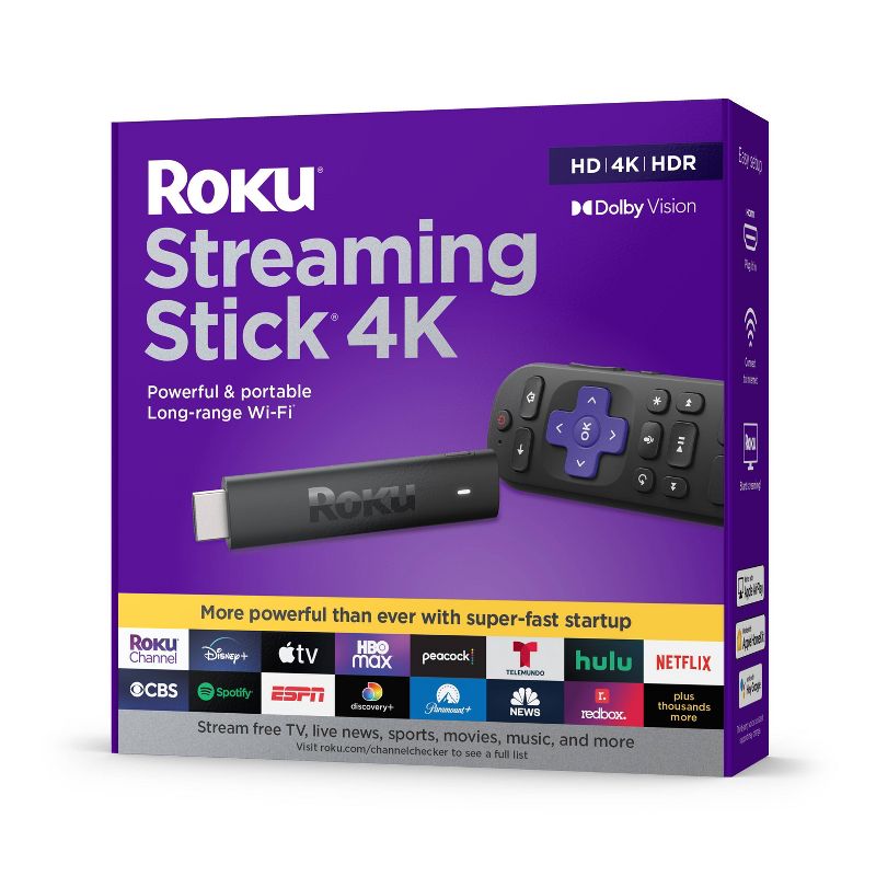 Roku Streaming Stick 4K Streaming Device 4K/HDR/Dolby Vision with Voice Remote with TV Controls, 3 of 12